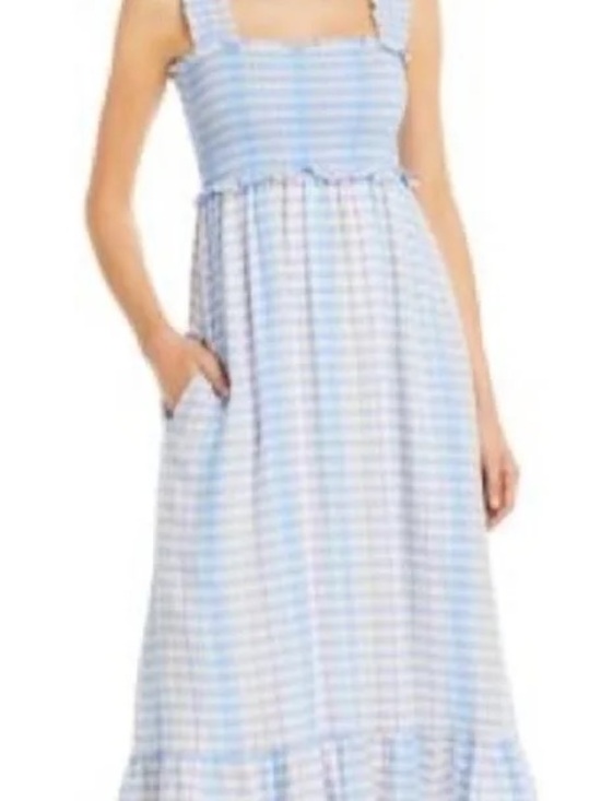 Rails Dresses & Skirts - Rails Light Blue Pastel Gingham Smocked Maxi Dress - Women 0110